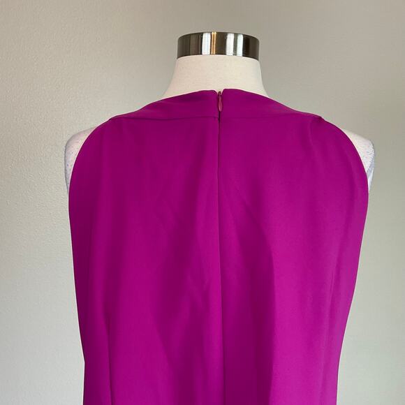 Fuchsia Pink Beaded Halter Evening Gown Size 6 SLNY Sleeveless Cut Out Dress - Picture 7 of 11